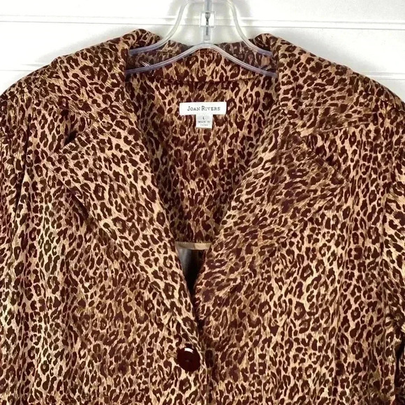 Joan Rivers 3/4 Sleeves Leopard Print BlazerSize Large - Picture 4 of 13